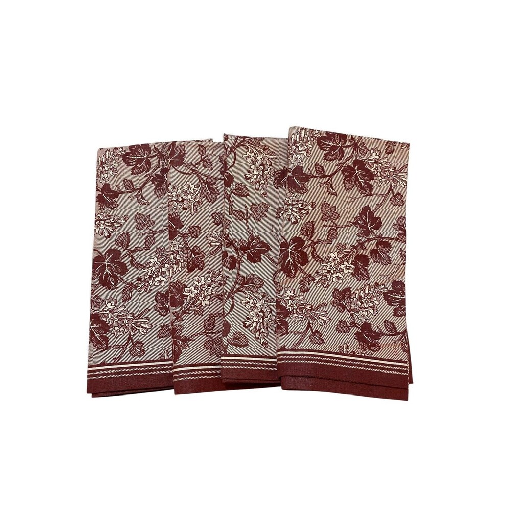 Williams Sonoma Arbor Napkins Set 4 Claret Burgundy Cotton 20 In NWT